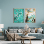 Cherry Blossom Dokulu Soyut Gerçekçi Kolaj Tablo