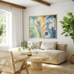 Flower Feast Dokulu Soyut Tekli Tablo