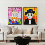 Mr. Monopoly & Donald Duck Pop Art Kolaj Tablo