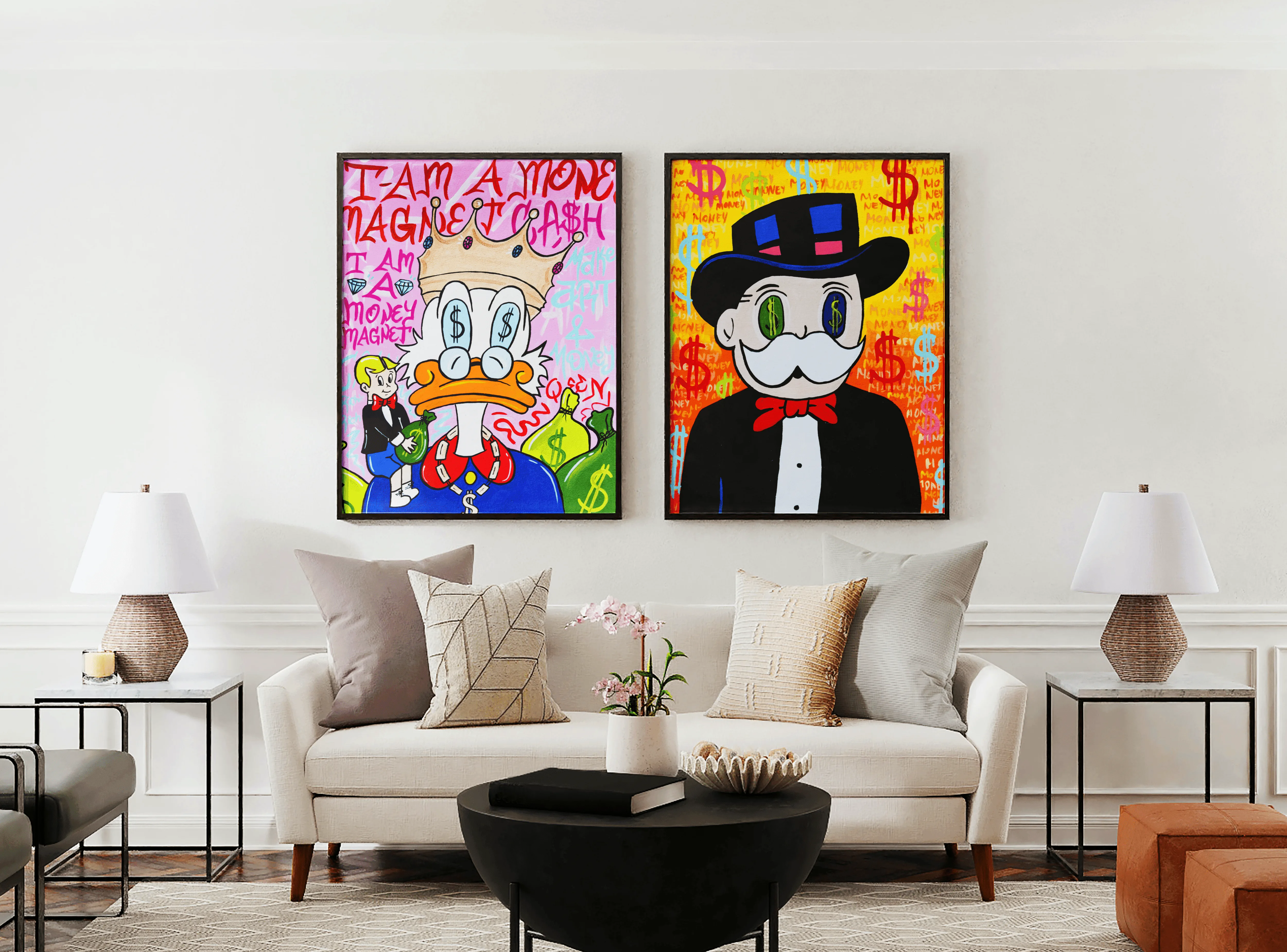Mr. Monopoly & Donald Duck Pop Art Set Tablo