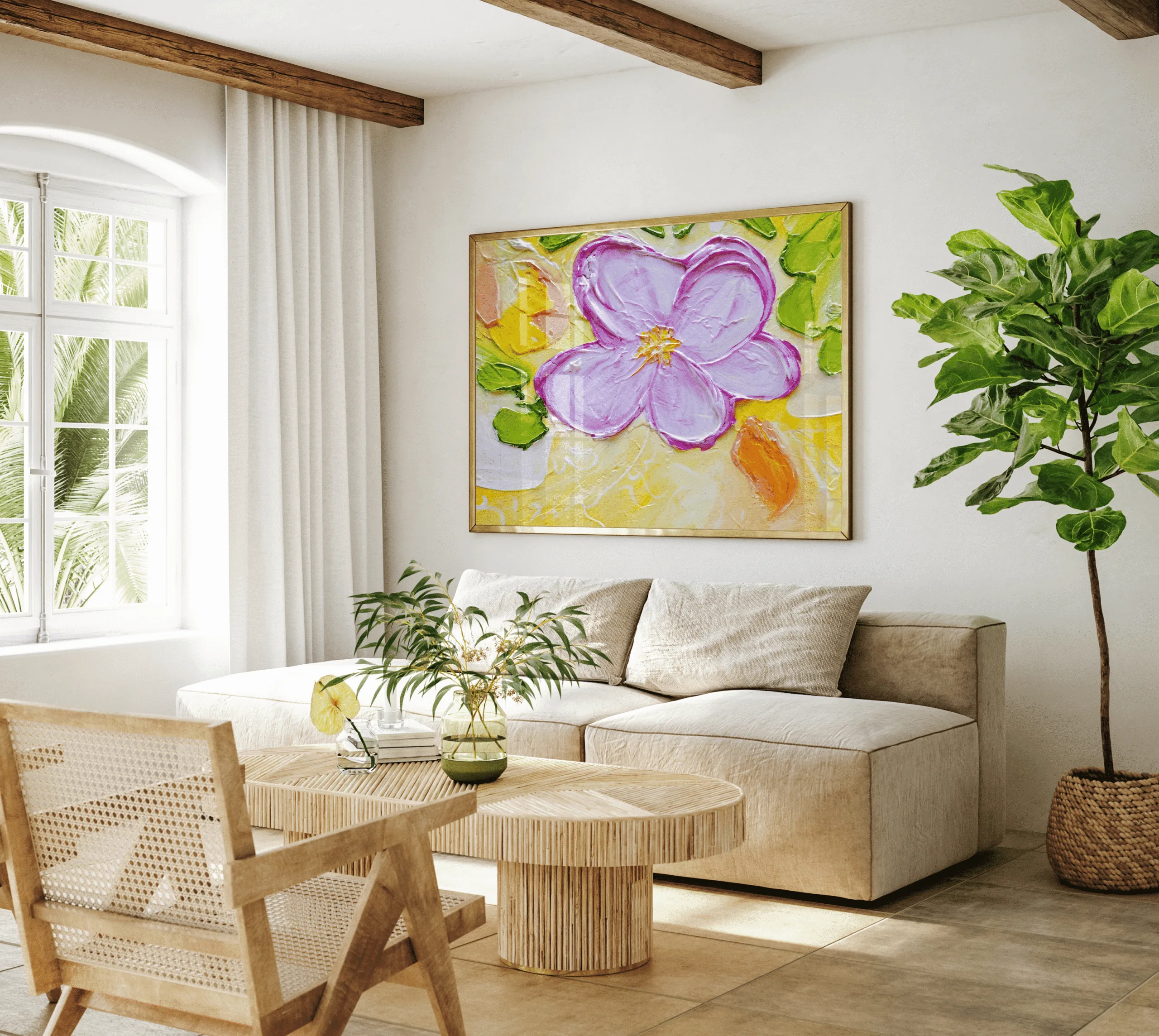 Blossom Whisper Dokulu Soyut Gerçekçi Tekli Tablo