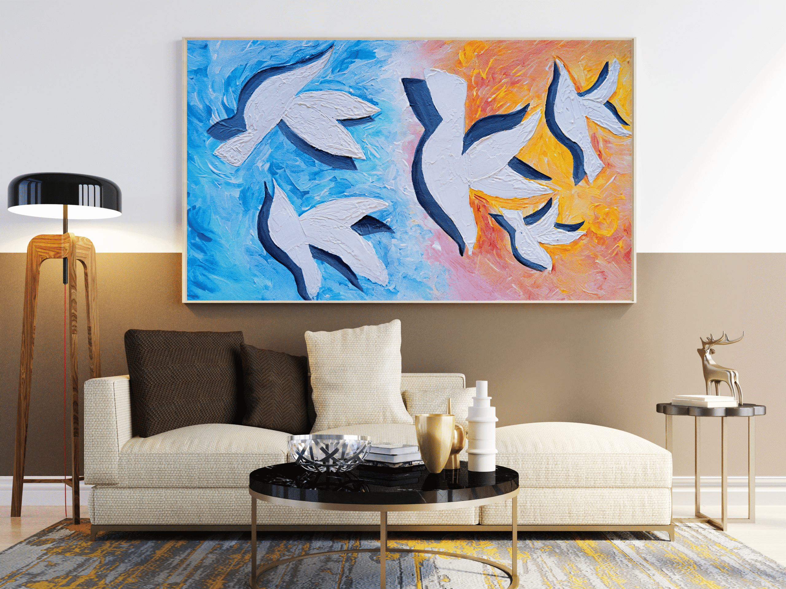 Flight of Freedom Dokulu Soyut Gerçekçi Tekli Tablo