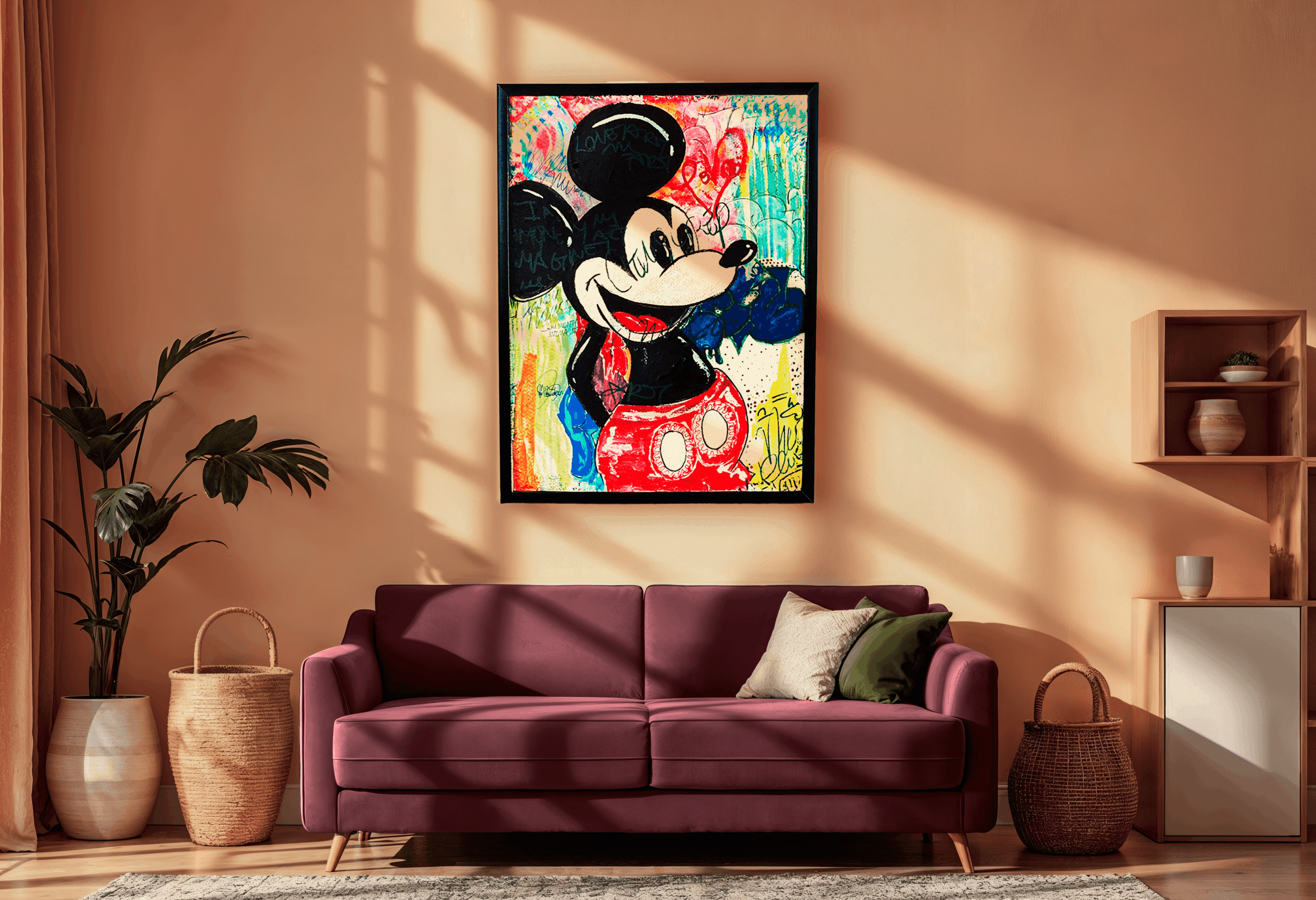 Mickey on the Wall Pop Art Tekli Tablo