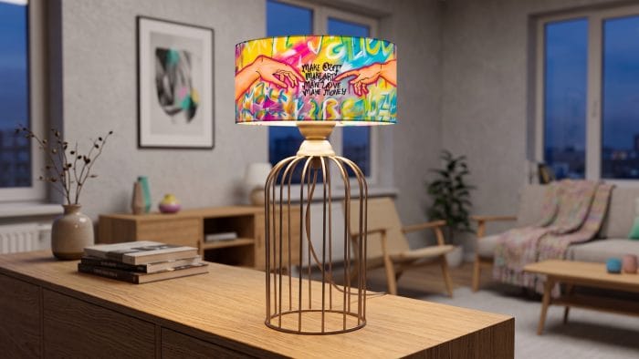 Adem’in Yaratılışı Pop Art Abajur (Kafes Taban)